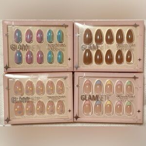 4 LOT BUNDLE -  Glamnetic Press-On Nails in Short Almond (READ DESC.)